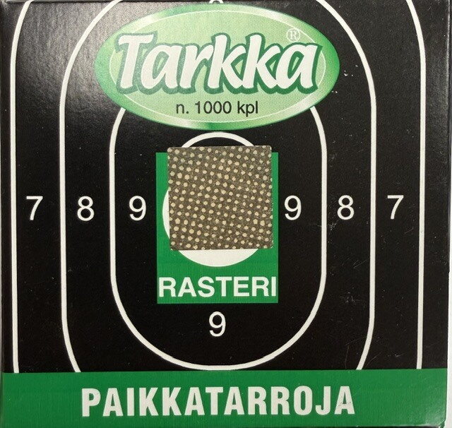 Tarkka paikkatarra musta, λευκό,ruskea, rasteri. Rasteri