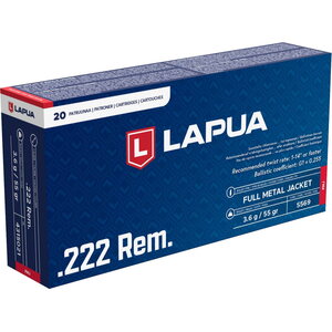 Lapua .222 Rem patruuna, FMJ, S569 3,6 g / 55 gr.