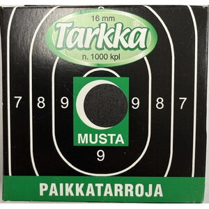 Tarkka paikkatarra musta, alb,ruskea, rasteri.